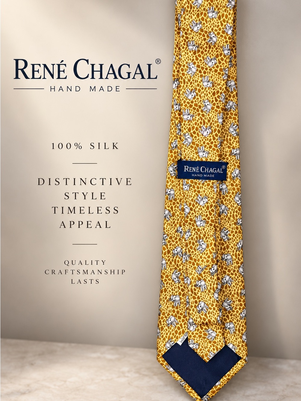René Chagal 100% Silk Tie - Handmade Distinctive Style
